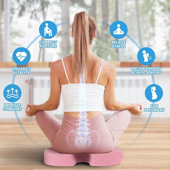 Seat Cushion, Memory Foam Office Chair Cushion - Pink, XX-Large | for Car Seat, Airplane, Desk Chair - Sciatica & Hip & Coccyx Pain Relief Cushion for Long Sitting Office Workers, Car Drivers - Image 4