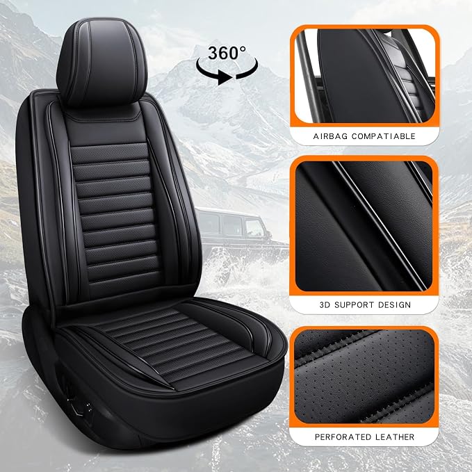 MINGBRON Car Seat Covers,Car Seat Protector Waterproof,Seat Covers Full Set, Car Seat Protectors,Automotive Seat Covers Fit for Most Cars Black - Image 6