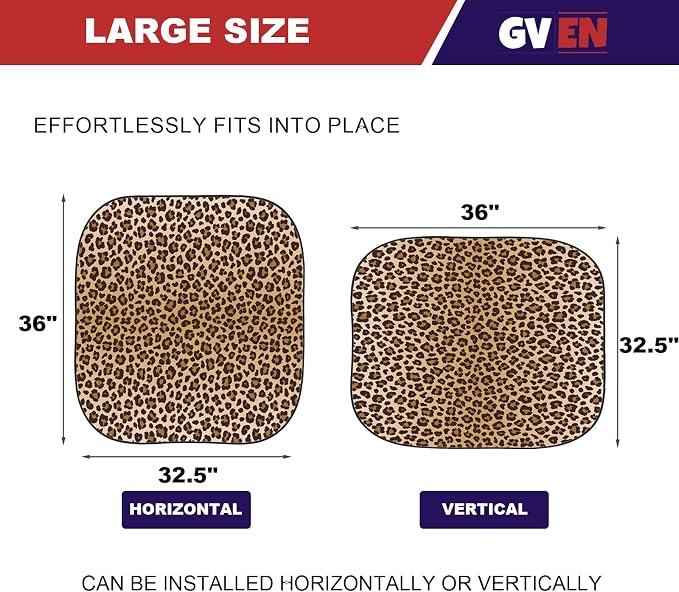GVEN Windshield Sun Shade Car Sunshade Truck Accessories Large-Size Front Window Shades Windshield Cover Visor for Full-Size MPVs, Vans, Trucks, SUVs, Tesla (Leopard, L) - Image 2
