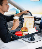 Car Cup Holder Tray, Car Food Tray Table for Car Eating Lunch, Cup Holder Expander Insert Interior, Long Road Trip Essentials Travel Patrol Accessories Drink Holder Organizer for Semi Truck Rv - Image 2