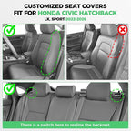 RIDEPOSH Custom Fit Seat Covers for Honda Civic 2022-2026 | Hatchback Sport LX, Faux Leather, 60/40 Split Rear, No Rear Armrest, Waterproof, Airbag Compatible, Full Set, Easy-to-clean - Image 2