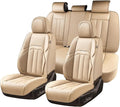 Coverado Car Seat Cover, Cover for Cars Full Seat, Premium Leather, Universal Fit Waterproof Seat Protectors, Car Seat Cushion Non-Slip for Most Cars-Beige by COVERADOAUTO