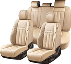 Coverado Car Seat Cover, Cover for Cars Full Seat, Premium Leather, Universal Fit Waterproof Seat Protectors, Car Seat Cushion Non-Slip for Most Cars-Beige by COVERADOAUTO