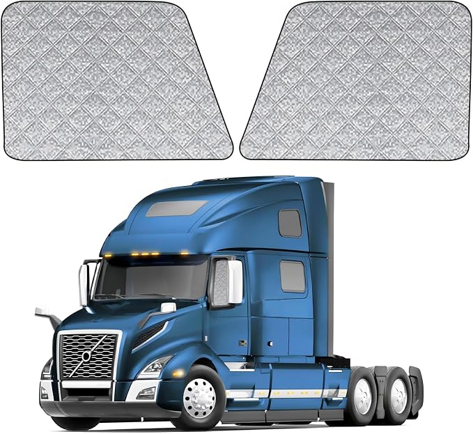 2 Pcs Side Window Sun Shade for Volvo VNL VN 2002-2026 | Fits VNR VAH VNX Semi Truck Day Cab & Sleeper, 6-Layer 210T Reflective Heat Blocker, Blackout Privacy Cover, Foldable by Federedevo
