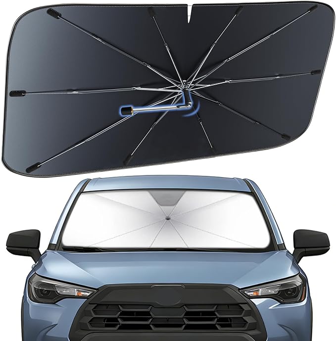Windshield Sun Shade Umbrella for Toyota Corolla Cross 2022-2026 | Heat-Reflective Front Window Shade, Umbrella Sunshade Cover Blocks Heat, Protects Interior, Vehicle-Specific Precision Fit by Fshaanys