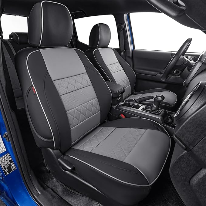 EKR F150 Seat Covers Custom Fit for(2 Door,SuperCab/Extended Cab) 2015-2020 Ford F150 XL/XLT/Lariat & 2017-2022 F250/F350 SuperDuty XL/XLT/Lariat,Easy to Clean-Faux Leather(Black/Gray) by EKR
