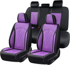 FLORICH Seat Covers for Cars Purple Leather Car Seat Covers Front Pair Breathable Automotive Car Seat Cover Non-Slip Easy Installation Comfortable Universal Fit for Most Car Truck SUV, Black&Purple - Image 9
