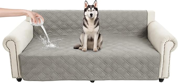 100% Waterproof Washable Dog Blanket，Light Gray+Gray， 52"x82" | ,7-Layer Reversible Couch Covers for Dogs Met for Sofa Furniture Car Camping by Unknown