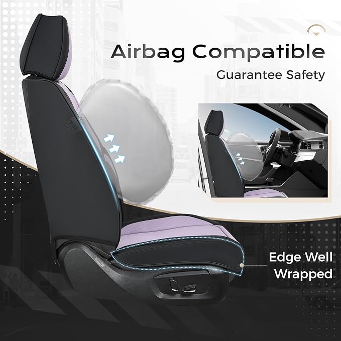 Coverado Car Seat Covers Full Set, Car Seat Protector Waterproof, Nappa Leather Car Seat Cushion, Seat Covers for Cars, Front Seats and Back Universal Fit for Most Cars - Image 4