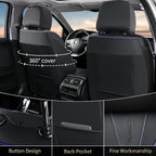 FLORICH Leather Seat Covers for Cars, Car Seat Cover Full Set Luxury Faux Leather Waterproof Seat Cover Full Coverage Seat Protector Universal Fit for Most Cars SUV Trucks, Black&Blue Line - Image 3