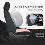 Coverado Seat Covers, Car Seat Covers Front Seats, Car Seat Cover, Car Seat Protector Waterproof, Car Seat Cushion Leather, Seat Covers Carseat Cover Universal Fit for Most Cars Black-Pink - Image 4