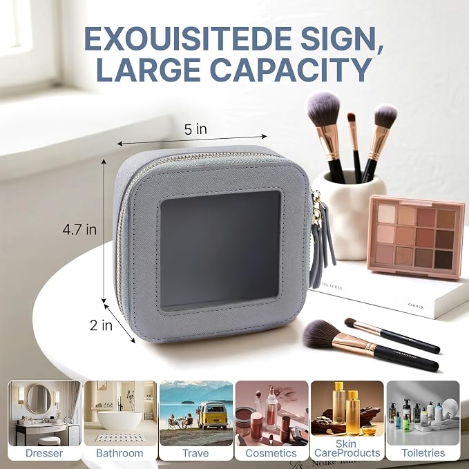 Small Clear Makeup Bag Travel Cosmetic Case, Portable Make Up Organizer Traveling Compact Car Bag for Essentials Transparent Toiletry Bag with Zipper - Image 3