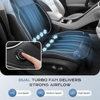 Coverado Cooling Car Seat Cushion, Universal Front Seat Cover 12V-24V Ventilated 3D Mesh Breathable Pad with 3 Speed Mode Dual Fan for Cars SUV Heatwave Driving Black&White - Image 7