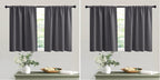 RYB HOME Short Grey Blackout Curtains for Small Bedroom Kitchen Cafe Window (Pack of 2) by RYBHOME