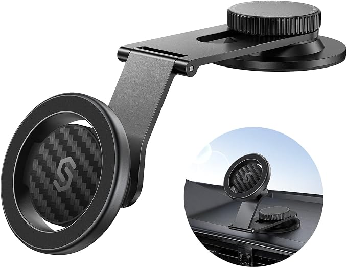 SYNCWIRE MagSafe Car Mount for Dashboard,Foldable Aluminum Arm,Black | Premium Magnetic Phone Holder for Tesla&Cars,Strong Magnet,Aluminum Alloy,Ultra Stable for iPhone 17 16 15-12 Pro Max&More by SYNCWIRE