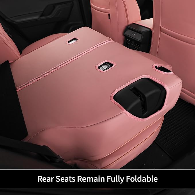 EKR Rav4 Seat Covers Custom Fit for Toyota Rav4 LE(NOT for Hybrid) 2013 2014 2015 2016 2017 2018,Leather Car Pink Seat Cover for Women SUV Full Set,Faux Leather(Pink) - Image 7