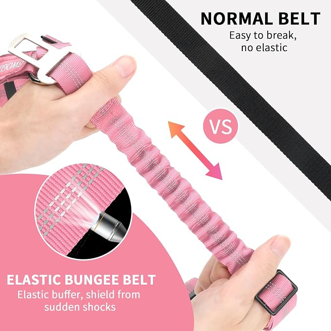 BWOGUE 2 Pack Dog Seat Belt for Car, Elastic Bungee Buffer Safety Seat Belt | Headrest Restraint, 18-30 in Adjustable, Use with Dog Harness, Small-Large Dogs, Harness in Vehicle Travel for Pet - Image 3