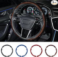 Hiseanllo Carbon Fiber Steering Wheel Cover 3PCS Set – Anti-Slip, Scratch-Resistant, Universal Fit for 14–16 Inch Wheels – Interior Car Accessories for Cars, SUVs, Trucks (Brown) by HiseanlloTech