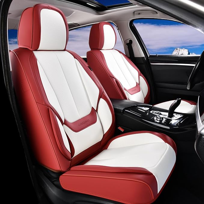 Coverado Car Seat Covers, Seat Covers for Cars, Waterproof Leather Auto Seat Protectors, Leather Car Seat Cushion, Car Interiors Accessories Universal Fit for Most Cars - Image 2
