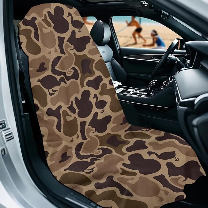 Camo Duck Car Towel Seat Cover Breathable Comfort Car Seat Cover Protector with Storage Bag Easy to Store for SUV Vans Sedans Trucks - Image 2