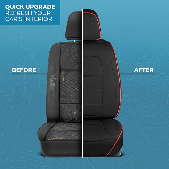 MotorBox Cabin King Crimson Trail Leather Seat Covers for Trucks & Cars | Black and Red Car Seat Covers, Waterproof Leather Seat Covers, Car Accessories, Seat Protector, Universal Fit - Image 8