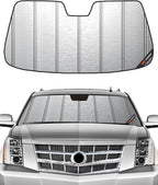 Pigenius Windshield Sunshade for Chevy Avalanche/Tahoe/Suburban, GMC Yukon/Yukon XL, Cadillac Escalade/ESV/EXT 2007-2014 (incl. Avalanche 2007-2013),Metallic Silver Finish by Pigenius