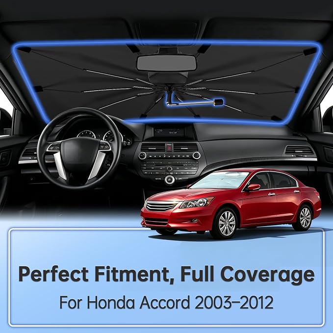 Windshield Sun Shade Umbrella for Honda Accord 2003–2012 Car Front Window | Double Layer Sunshade for Front Windshield for Accord,Aotmotive UV Protection Sun Blocker & Heat Shield - Image 2