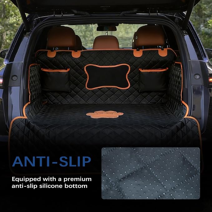 SUV Cargo Liner for Dogs,Waterproof Dog Trunk Cover for Full-Size SUVs | Waterproof PU Leather | Fits Full-Size SUVs | 19.5" Side Flaps | 19.5" Bumper Flap - Image 5