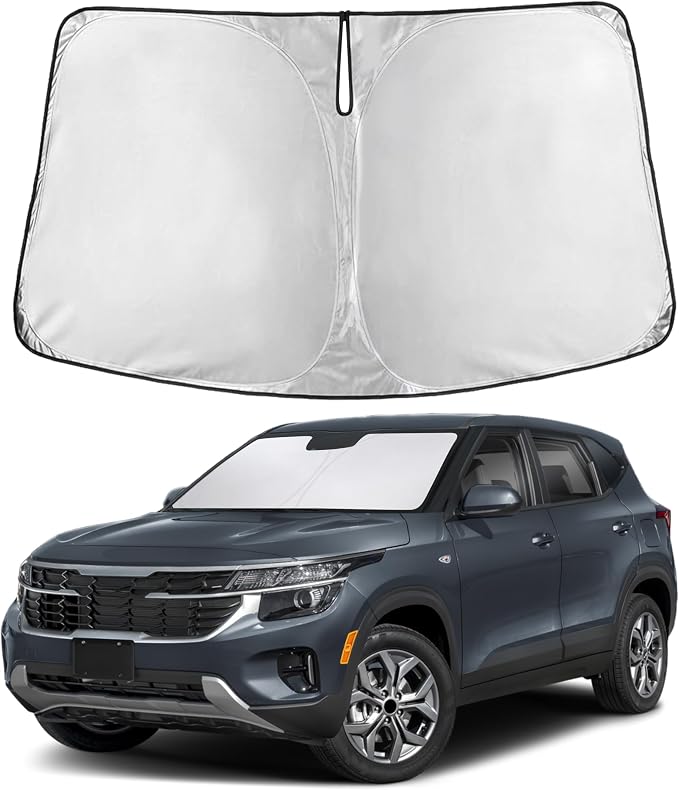 EcoNour Windshield Sunshade Compatible for Kia Seltos 2021-2024 2025 2026 | Sun Visor for Front Windshield & Window Sun Shade Cover, UV Heat Blocker & Protector, Car Accessories by EcoNour