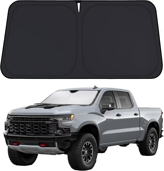 EcoNour Windshield Sunshade Compatible for Chevrolet Silverado 2019-2026 | 1500 Sun Visor for Front Windshield & Window Sun Shade Cover, UV Heat Blocker & Protector, Car Accessories by EcoNour