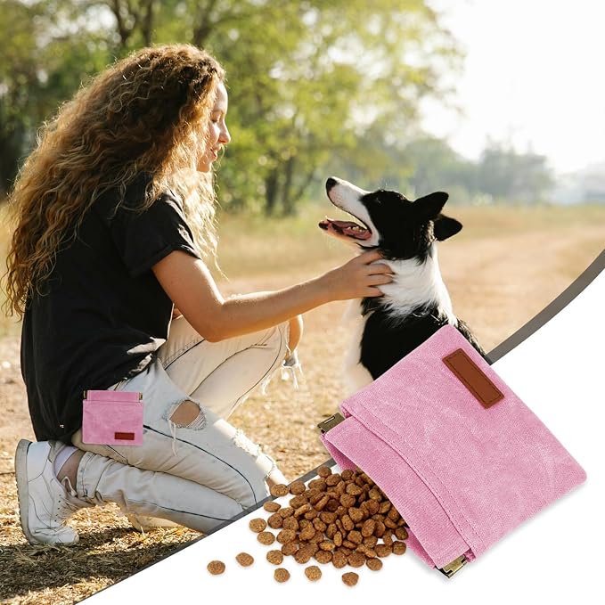 1 Pcs Pocket Pet Training Pouch,Dog Treat Pouch (Pink) | For Portable Pet Dog Walking Bag, Travel or Outdoor Use - Image 2