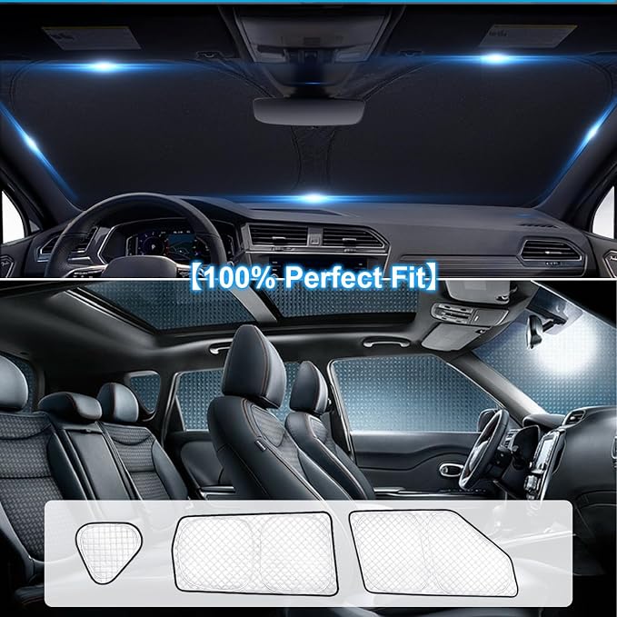 KMF 8pcs Thicken Sun Shades for Kia Soul 2014-2019 Accessories, Soul Full Car Window Covers Sunshade for Windshield Side Rear, UV Block and Protect Privacy Blackout for Car Camping Outdoor - Image 6