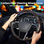 Hiseanllo Carbon Fiber Steering Wheel Cover 3PCS Set – Anti-Slip, Scratch-Resistant, Universal Fit for 14–16 Inch Wheels – Interior Car Accessories for Cars, SUVs, Trucks (Brown) - Image 2