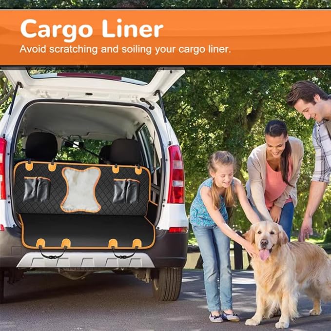 Dog Car Seat Cover,Back Seat Extender for Dogs,600D Heavy Dute Durable Car Seat Cover for Dogs Pets,100% Waterproof Back Seat Pet Cover for Dogs with Mesh Window, with Seatbelt,Trucks and SUVs - Image 3