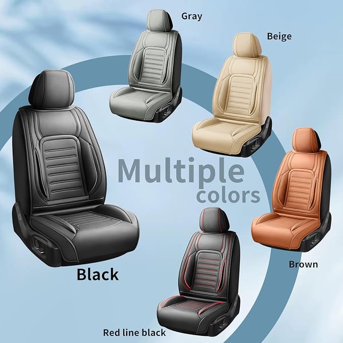 Fit Highlander Car Seat Covers for Toyota Highlander 2007-2025 2026 -Premium Leather, Waterproof，Breathable，All-Weather Seat Cushion Protecto & Airbag Compatible, 2 Front Seat Brown - Image 7