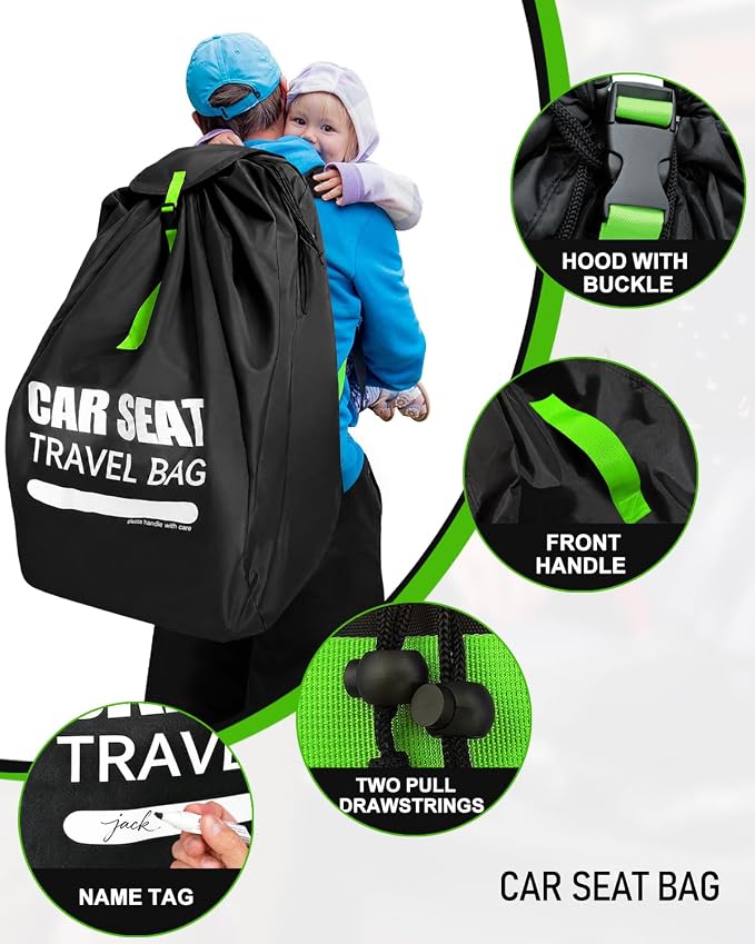 Car Seat Travel Bag for Airplane, Padded Strap Car Seat Bags for Air Travel | Thickened Large Car Seat Bags for Air Travel with Comfort Padded Straps,Carseat Storage Backpack Airport,Carseat Cover Travel - Image 4
