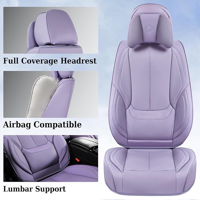 Coverado Car Seat Covers, Seat Covers for Cars, Waterproof Leather Auto Seat Protectors, Leather Car Seat Cushion, Car Interiors Accessories Universal Fit for Most Cars - Image 6