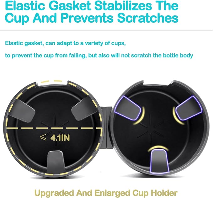 Water Cups Holder Expanders 2 in 1 Cup Holders Drinks Storage Expander Case for Cars Trucks Autos Universal Car Cup Holder for,Insert with Expandable Base, Fits Yeti, Hydroflask, Large Water Bottles - Image 4
