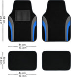 CAR PASS Leather Sporty Car Floor Mats Carpet, Universal Waterproof Automotive Floor Mat Fit for Sedans, Cars, Mid Trucks, Vans, SUV, Set of 4 (Black and Blue) - Image 4