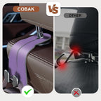 CoBak Purse Hook for Car - Universal Premium Stitched Leather and Aluminum-Magnesium Alloy Double Car Seat Back Storage Hook for Purses, Handbags, Bags (2 Pack),Amethyst Purple - Image 3