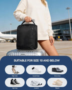 Gloppie Shoe Bags for Travel - Portable Shoes Storage Bag, Shoe Pouch, Shoe Packing Cubes for Men Women - Black | 12 x 9 x 5 in travel shoe bag with a full-opening zipper, carry handle, and fold-flat design for shoes up to US size 10 - Image 4