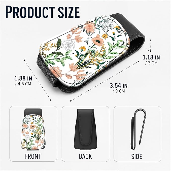 Leather Magnetic Sunglass Holder for Car Sun Visor, Cute Eyeglass Ticket Card Hanger Clip, Universal Auto Interior Accessories for SUV Pickup Truck, Wildflower Garden - Image 3