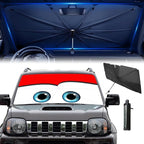 Windshield Sun Shade 2025 Car Accessories 100% Blackout Car Front Windsow Shades Umbrella Automotive Sun Visor Block Heat Insulation Protection (Red) - Image 2