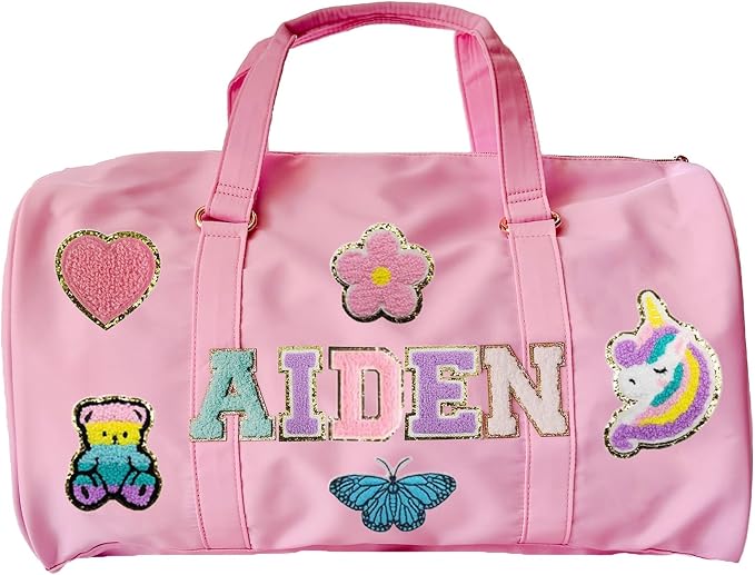 Personalized Name Dance Duffle Bags for Girls Dance Ballet Bag, Cute Travel Duffel Bag, Sport Duffle Gym Cheerleader Bag, Custom Chenille Letter Name Girls Boys Kids (Style 3) by CRAFFBASE