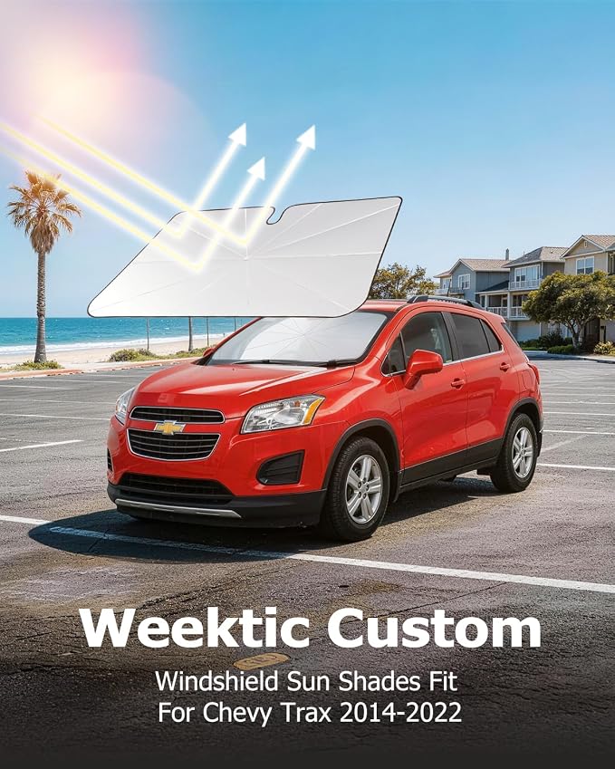 Weektic Custom Windshield Sun Shade Umbrella for Chevy Trax 2014-2022, [Double Thickened Ice Crystal Coating] Sun & Heat Protection, Keep Vehicle Cool & Protect Interior - Image 5
