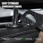 4 Pack Headrest Hooks for Vehicle Seats, Carbon Fiber/Black | rear-row hanging storage, supports bags coats and groceries, fits matching headrest posts, interior accessory - Image 4