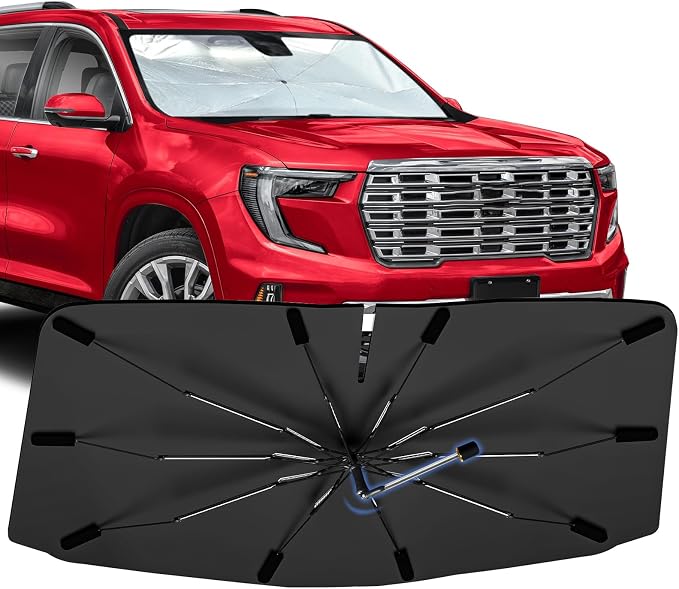 Windshield Sun Shade Umbrella for GMC Acadia 2024-2026 Front Window Cover | Portable Sunshade, Compact Auto Sun Shield Visor for UV Protection, Keep Car Cool Accessories by Bocvam