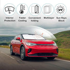 Windshield Sun Shade for 2021-2026 Volkswagen ID.4 Accessories | Full covered for windshield, Foldable & Durable, Block UV Rays, Reduce Heat, Easy to install, Keep Car Cooler - Image 2