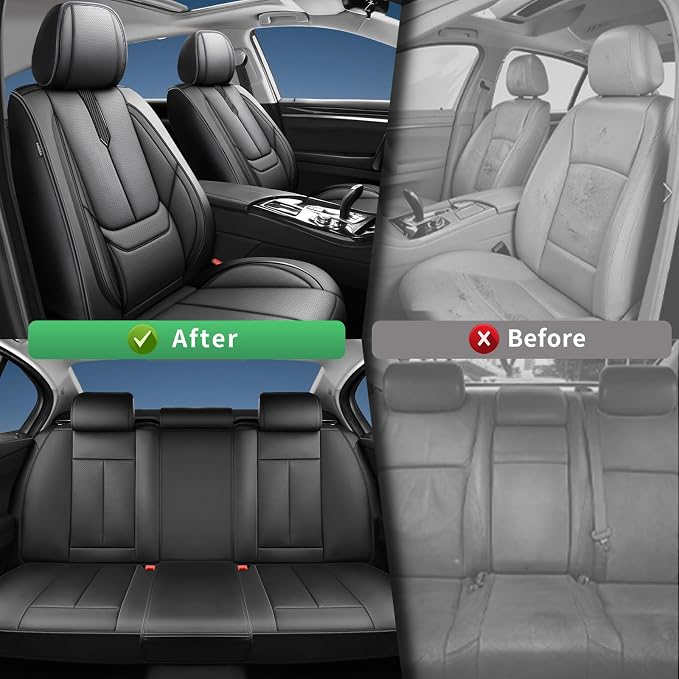 Fit Sentra Car Seat Covers for Nissan Sentra 2008-2024 2025 2026-Upgraded Premium Waterproof & Breathable Leather,Airbag Compatible,All-Weather Seat Cushion Protector,Full Set,Black - Image 4