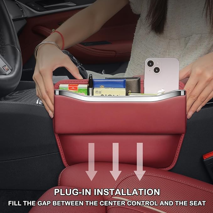 HOLDCY Car Seat Gap Filler Organizer - Leather Console Side Pocket Seat Storage - Stylish and Practical Car Accessories for Cars,SUV,Truck (Red - 1 Pack) - Image 5